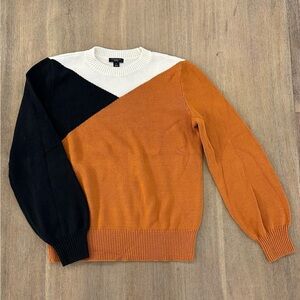 Colorblock Sweater in Black, White, and Orange